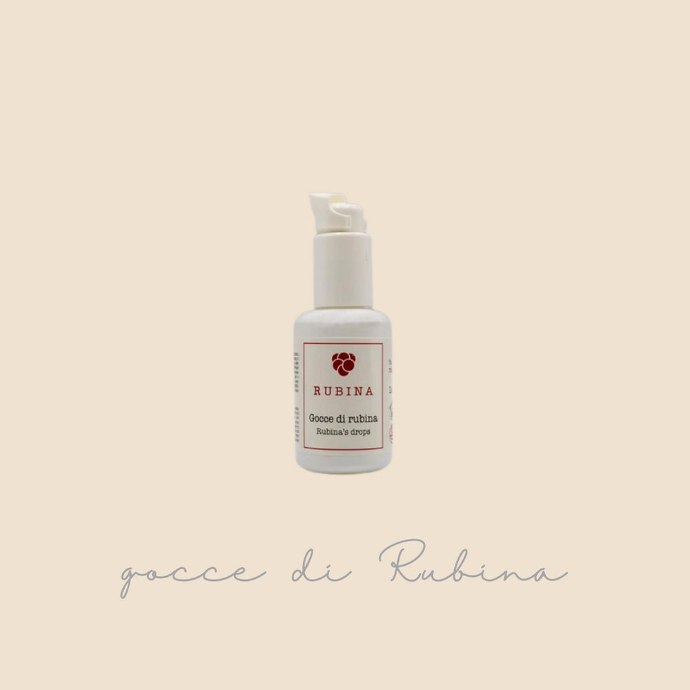 Rubina drops 3 in 1 FACE, BODY, velvet HANDS (essence and serum) moisturizing and soothing. Precious oils and vitamin D3. Vegan ok, without parabens. Made in Italy handcrafted products